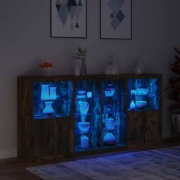 Berkfield Home Sideboard with LED Lights Smoked Oak 202x37x100 cm in Brown - Size: 202 x 37 x 100 cm - thumbnail 5