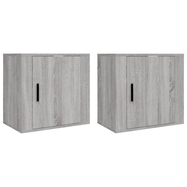 Berkfield Home Wall-mounted Bedside Cabinets 2 pcs Grey Sonoma 50x30x47 cm - Size: 50 x 30 x 47 cm - image 1