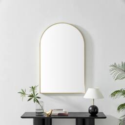 FurnitureboxUK Charlie Gold Metal Large 110x70cm Ovemantle Arch Mirror - Size: 110x70 cm - thumbnail 2