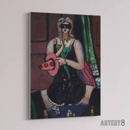 "Artery8 Carnival Mask Green Violet & Pink Beckmann Canvas Wall Art - Size: W18"" x H24""" - thumbnail 2