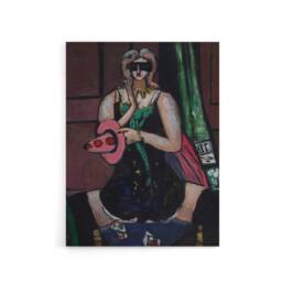 "Artery8 Carnival Mask Green Violet & Pink Beckmann Canvas Wall Art - Size: W18"" x H24""" - thumbnail 1