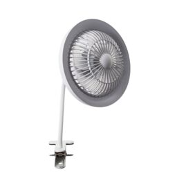 Happy Homewares Modern Rechargeable 3 Speed Clip-On Fan with LED Dimmable Ring Light in White - thumbnail 2