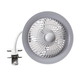 Happy Homewares Modern Rechargeable 3 Speed Clip-On Fan with LED Dimmable Ring Light in White - thumbnail 3