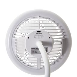Happy Homewares Modern Rechargeable 3 Speed Clip-On Fan with LED Dimmable Ring Light in White - thumbnail 4