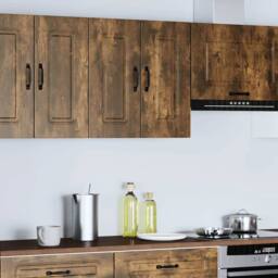 Berkfield Home Kitchen Wall Cabinet Kalmar Smoked Oak Engineered Wood in Brown - thumbnail 1
