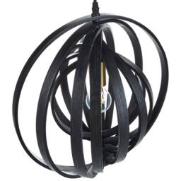 Wyld and Coco Black Poplar Wood Pendant Lamp - Round Adjustable Shade Two Settings - thumbnail 5