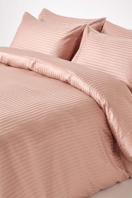 Homescapes Egyptian Cotton Stripe Duvet Cover & Pillowcase 330 TC in Taupe - Size: Super King - image 1