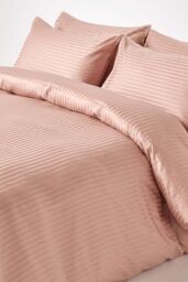 Homescapes Egyptian Cotton Stripe Duvet Cover & Pillowcase 330 TC in Taupe - Size: Super King - thumbnail 1