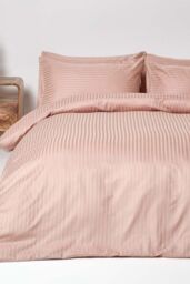Homescapes Egyptian Cotton Stripe Duvet Cover & Pillowcase 330 TC in Taupe - Size: Super King - thumbnail 2