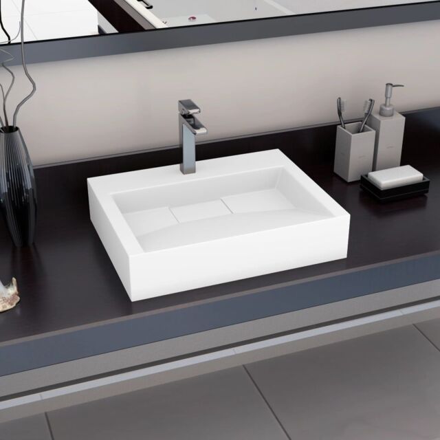 Berkfield Home Wash Basin 60x38x11 cm Mineral Cast/Marble Cast White - Size: 60 x 38 x 11 cm - image 1