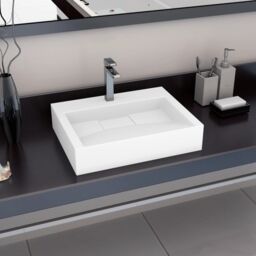 Berkfield Home Wash Basin 60x38x11 cm Mineral Cast/Marble Cast White - Size: 60 x 38 x 11 cm