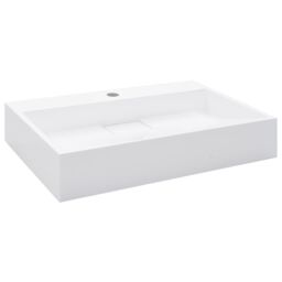 Berkfield Home Wash Basin 60x38x11 cm Mineral Cast/Marble Cast White - Size: 60 x 38 x 11 cm - thumbnail 2
