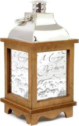 Shatchi Christmas Lantern Wooden with Warm White Lights Pre Lit Xmas Party Home Window Decorations, Brown - thumbnail 5