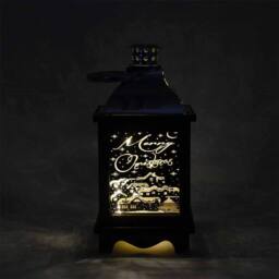 Shatchi Christmas Lantern Wooden with Warm White Lights Pre Lit Xmas Party Home Window Decorations, Brown - thumbnail 3