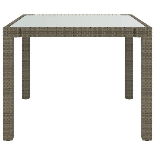 Berkfield Home Garden Table 90x90x75 cm Tempered Glass & Poly Rattan Grey - Size: 90 x 90 x 75 cm - image 1