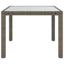 Berkfield Home Garden Table 90x90x75 cm Tempered Glass & Poly Rattan Grey - Size: 90 x 90 x 75 cm - thumbnail 1