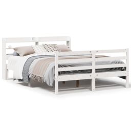 Berkfield Home Bed Frame with Headboard without Mattress White 120x190 cm Small Double - thumbnail 2