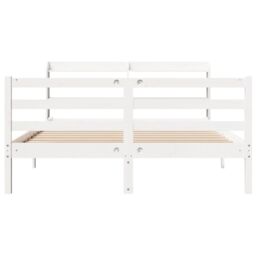 Berkfield Home Bed Frame with Headboard without Mattress White 120x190 cm Small Double - thumbnail 4