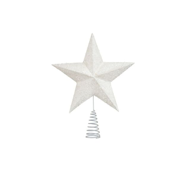 Melody Maison White Sparkly Star Christmas Tree Topper - image 1