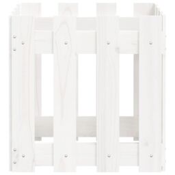 Berkfield Home Garden Planter with Fence Design White 40x40x40 cm Solid Wood Pine - Size: 40 x 40 x 40 cm - thumbnail 6