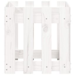 Berkfield Home Garden Planter with Fence Design White 40x40x40 cm Solid Wood Pine - Size: 40 x 40 x 40 cm - thumbnail 5