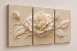 "Mafett Luxury Beige Rose Canvas Wall Art Print Set - Size: W18"" x H24""" - thumbnail 2