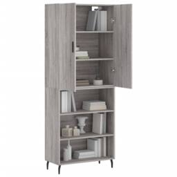 Berkfield Home Highboard Grey Sonoma 69.5x34x180 cm Engineered Wood - thumbnail 3