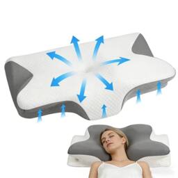 Nordara Style A Ergonomic Memory Foam Cervical Pillow Neck Pain Support in Grey - Size: Cot - thumbnail 2