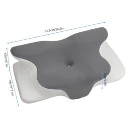 Nordara Style A Ergonomic Memory Foam Cervical Pillow Neck Pain Support in Grey - Size: Cot - thumbnail 1