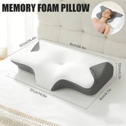 Nordara Style A Ergonomic Memory Foam Cervical Pillow Neck Pain Support in Grey - Size: Cot - thumbnail 6