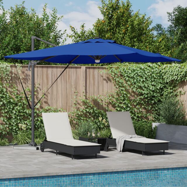 Berkfield Home Cantilever Roma Parasol with LEDs Azure Blue 286x285x270 cm Aluminium - Size: 286 x 285 x 270 cm - image 1