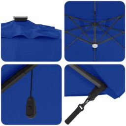 Berkfield Home Cantilever Roma Parasol with LEDs Azure Blue 286x285x270 cm Aluminium - Size: 286 x 285 x 270 cm - thumbnail 8