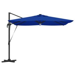 Berkfield Home Cantilever Roma Parasol with LEDs Azure Blue 286x285x270 cm Aluminium - Size: 286 x 285 x 270 cm - thumbnail 6
