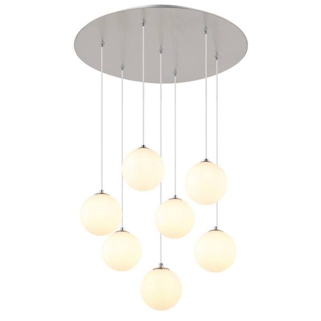 Netlighting Riha Cluster Pendant Nickel Matt Balls Opal Glass Shade 7x G9 3000K in Grey - image 1