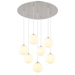 Netlighting Riha Cluster Pendant Nickel Matt Balls Opal Glass Shade 7x G9 3000K in Grey - thumbnail 1