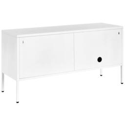Wyld and Coco White Powder Coat Steel TV Stand 2 Mesh Doors Cable Management - thumbnail 5