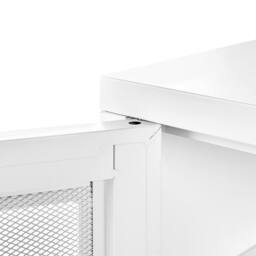 Wyld and Coco White Powder Coat Steel TV Stand 2 Mesh Doors Cable Management - thumbnail 6