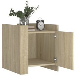 Berkfield Home Bedside Cabinet Sonoma Oak 45x50x50 cm Engineered Wood in Brown - Size: 45 x 50 x 50 cm - thumbnail 3