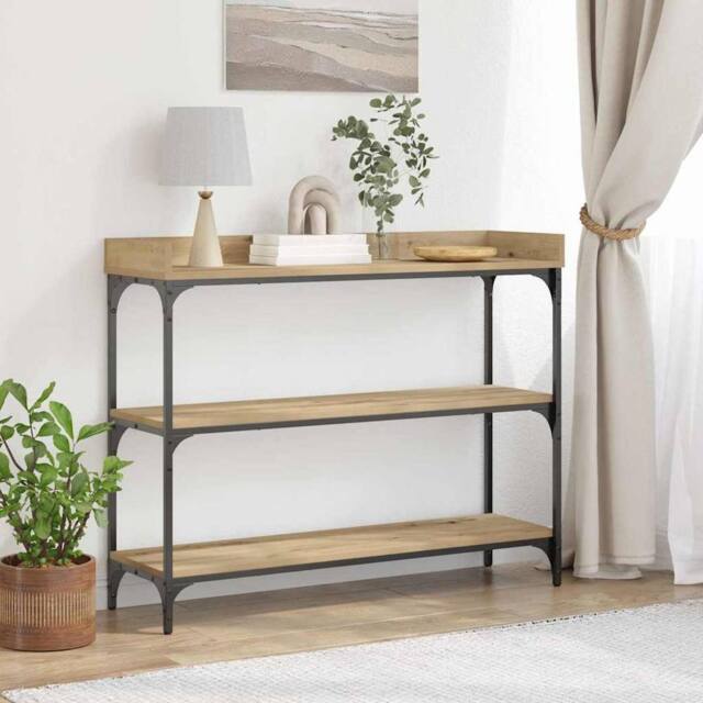 Berkfield Home Console Table Artisan Oak 100x30x80 cm Engineered Wood & Steel in Brown - Size: 100 x 30 x 80 cm - image 1