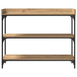 Berkfield Home Console Table Artisan Oak 100x30x80 cm Engineered Wood & Steel in Brown - Size: 100 x 30 x 80 cm - thumbnail 5