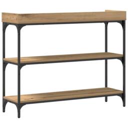 Berkfield Home Console Table Artisan Oak 100x30x80 cm Engineered Wood & Steel in Brown - Size: 100 x 30 x 80 cm - thumbnail 7