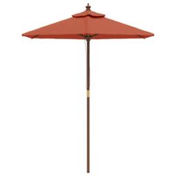 Berkfield Home Durable Garden Parasol with Wooden Pole Terracotta 196x231 cm in Burnt Orange