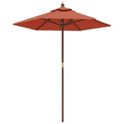 Berkfield Home Durable Garden Parasol with Wooden Pole Terracotta 196x231 cm in Burnt Orange - thumbnail 3