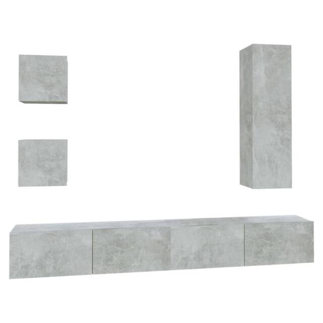 Berkfield Home 5 Piece TV Cabinet Set Concrete Grey Engineered Wood - image 1