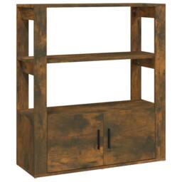 Berkfield Home Sideboard Smoked Oak 80x30x90 cm Engineered Wood in Brown - Size: 80 x 30 x 90 cm - thumbnail 3