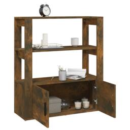 Berkfield Home Sideboard Smoked Oak 80x30x90 cm Engineered Wood in Brown - Size: 80 x 30 x 90 cm - thumbnail 5