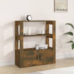 Berkfield Home Sideboard Smoked Oak 80x30x90 cm Engineered Wood in Brown - Size: 80 x 30 x 90 cm - thumbnail 2