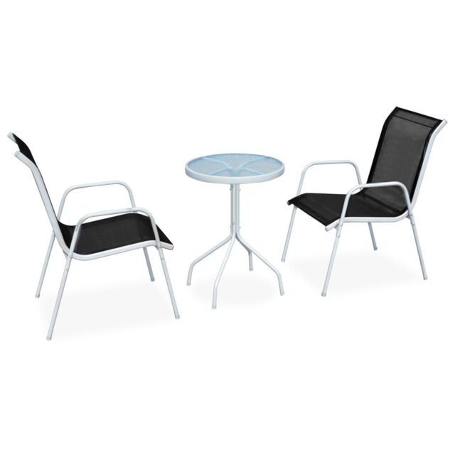 Berkfield Home 3 Piece Bistro Set Steel Black in Grey - image 1
