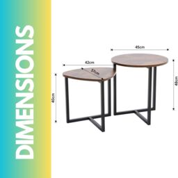 Pirlo Plush 2PC Nesting Tables Industrial Rustic Brown Living Room Furniture - thumbnail 6