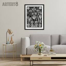 "Artery8 Intricate Slime Molds Haeckel Botanical Black Framed Canvas Wall Art - Size: W24"" x H32""" - thumbnail 3